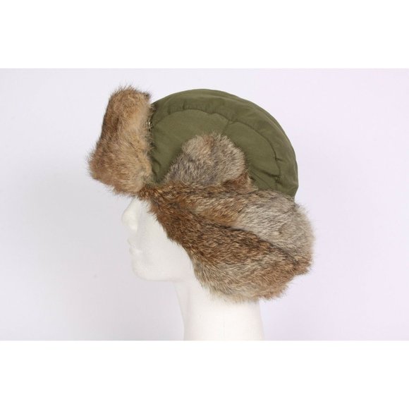 GSX Rustic Army Green Rabbit Ear Flap Snap Winter Hat Size M / L - Picture 5 of 5